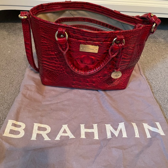 Brahmin Arno Red Glossy Croc Bag - Picture 1 of 15